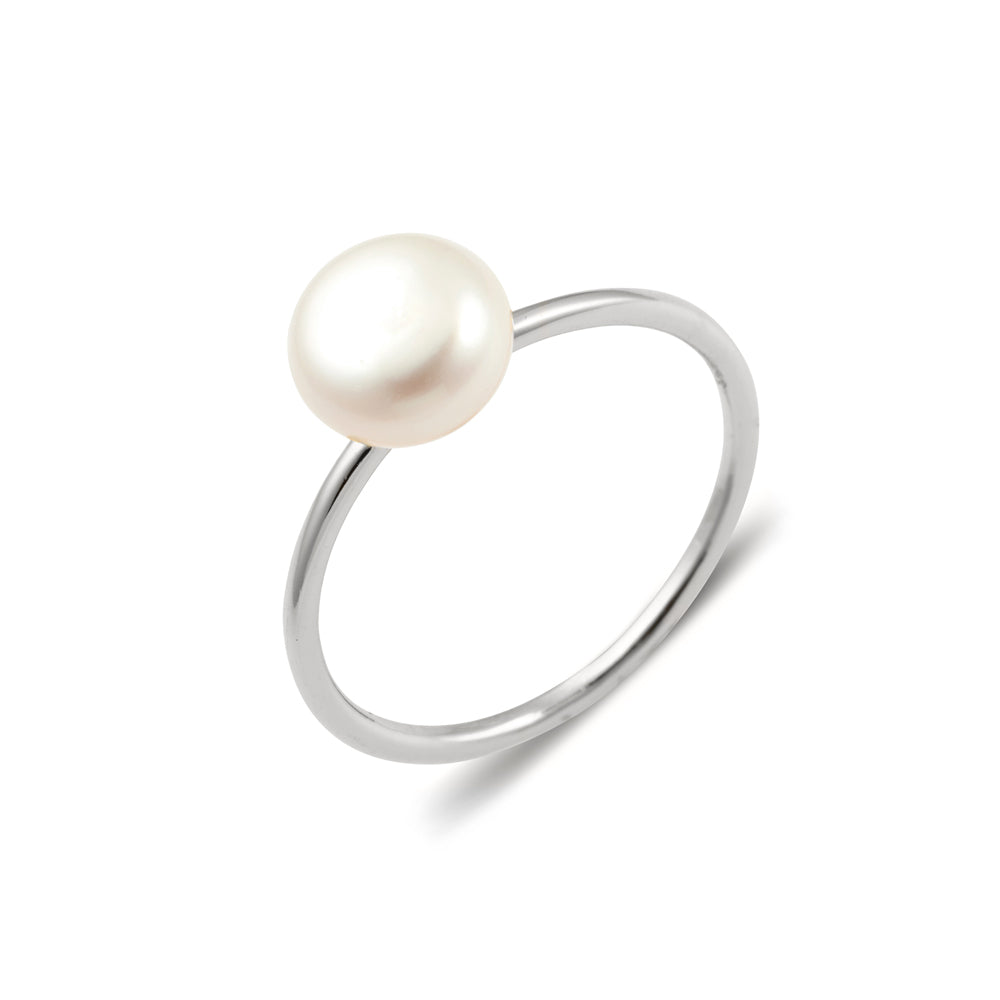 Fine Band Ring With 8MM Freshwater Pearl
