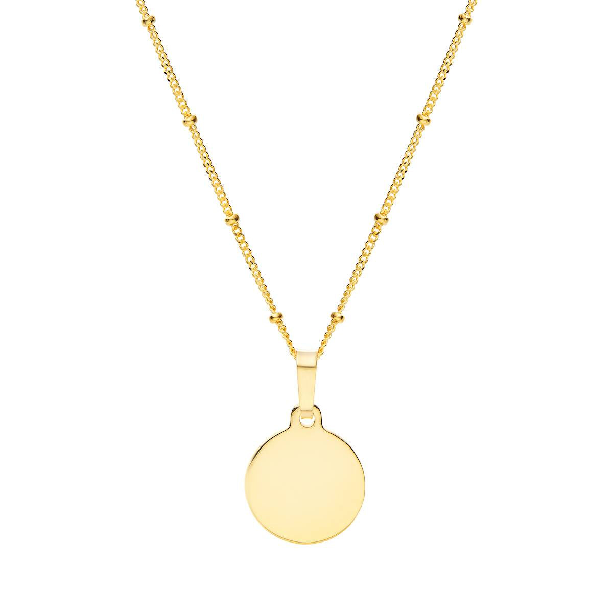 solid 9ct gold mini disc with satellite chain