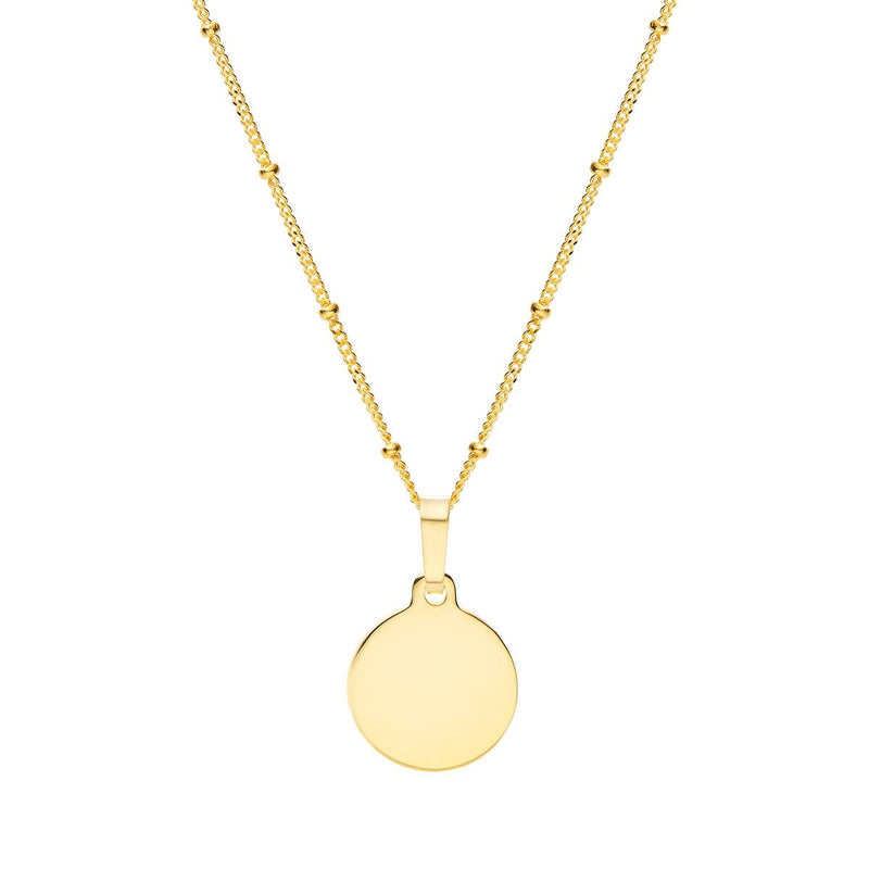 solid 9ct gold mini disc with satellite chain