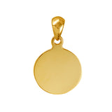 9ct gold 12 mm disc pendant engrave both sides 