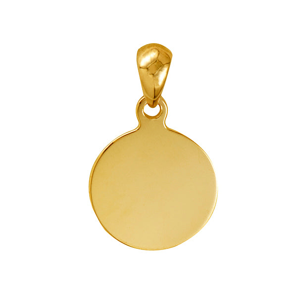 9ct gold 12 mm disc pendant engrave both sides 