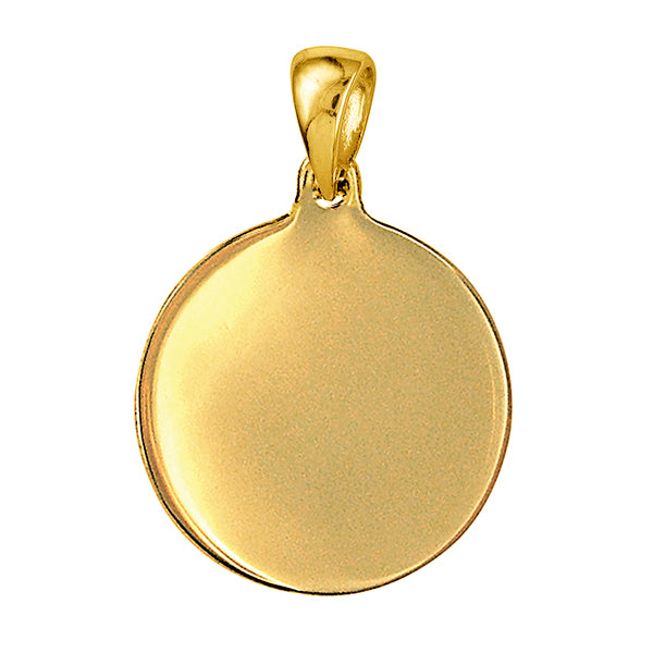 9ct gold 18 mm wide disc pendant add engraving