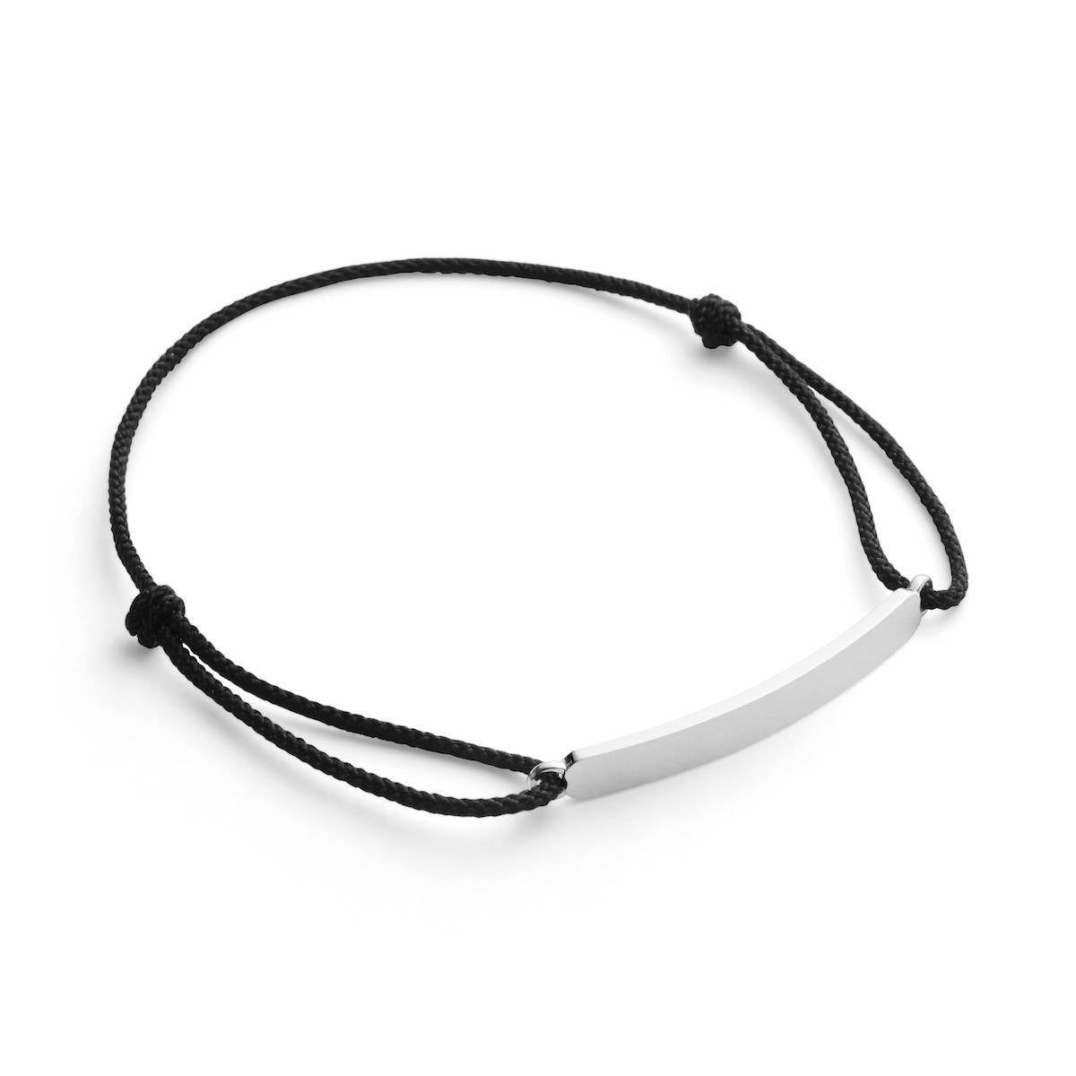 Sterling silver black Cord 925 engraved Silver ID Bracelet