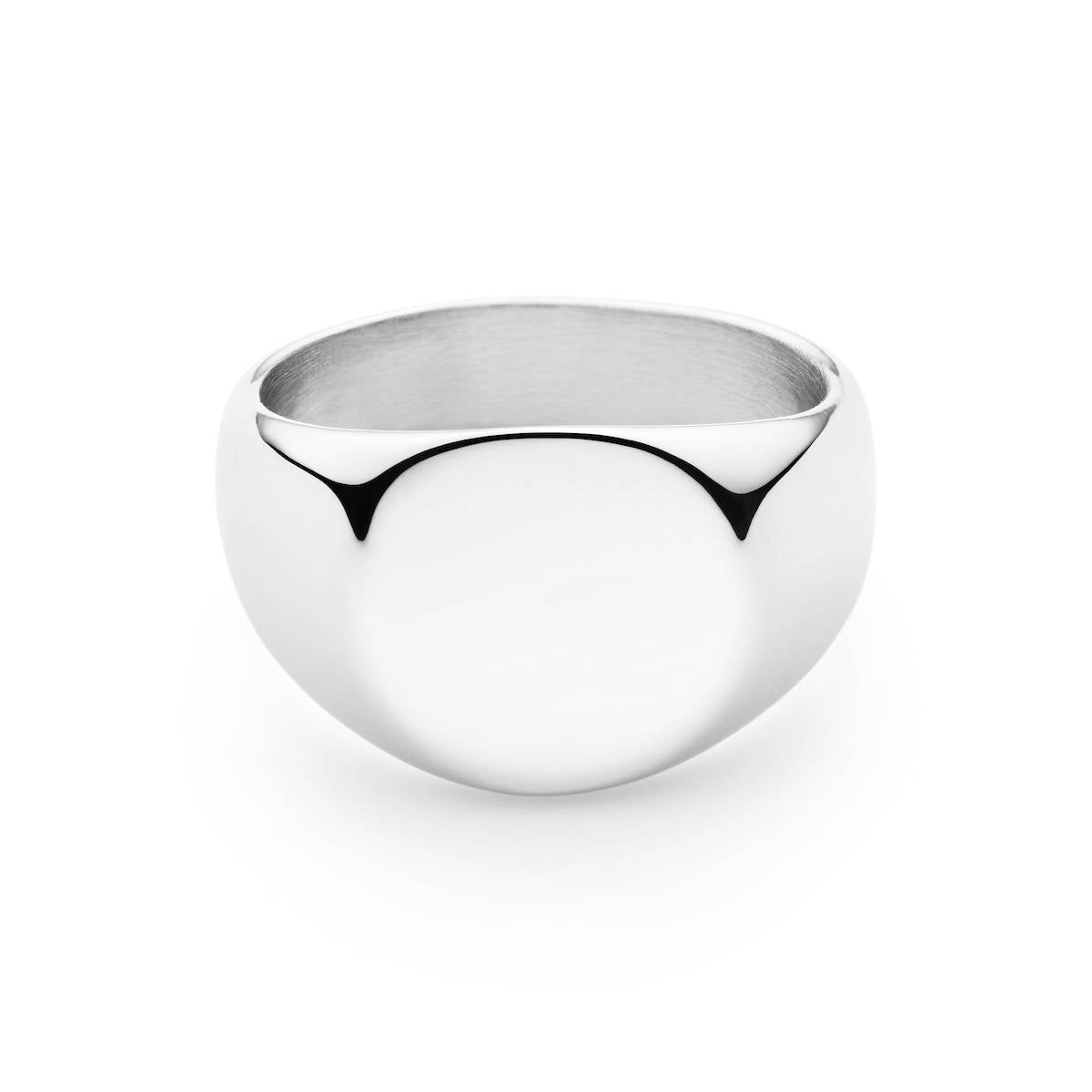 bold round steel signet ring engraved