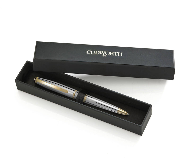 Cudworth Mirror Polished Chrome and Gold Plated Pen in gift box