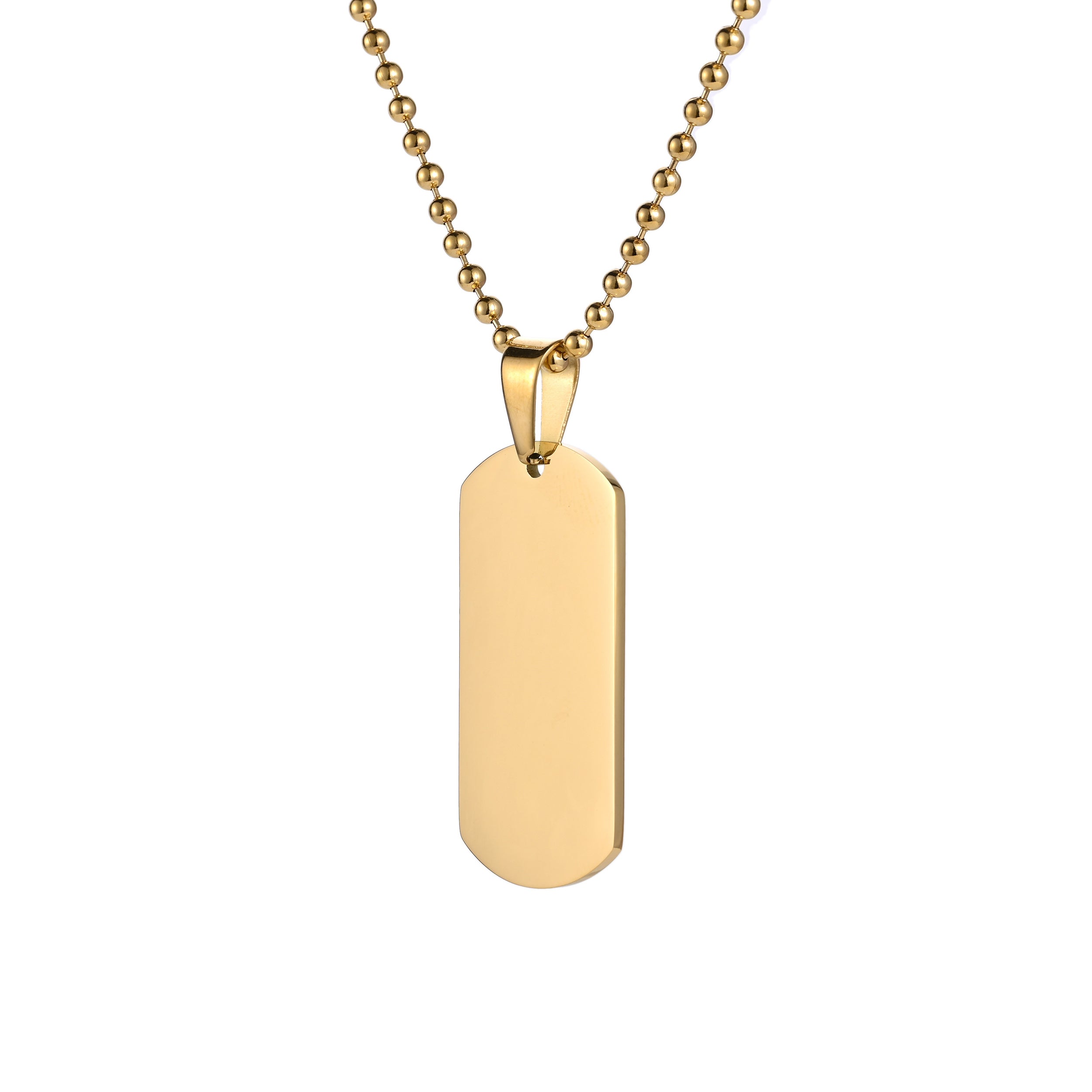Men's Steel Gold Dog Tag Necklace