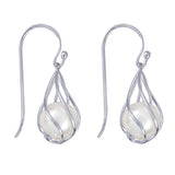 Sterling Silver Caged Pearl Earrings