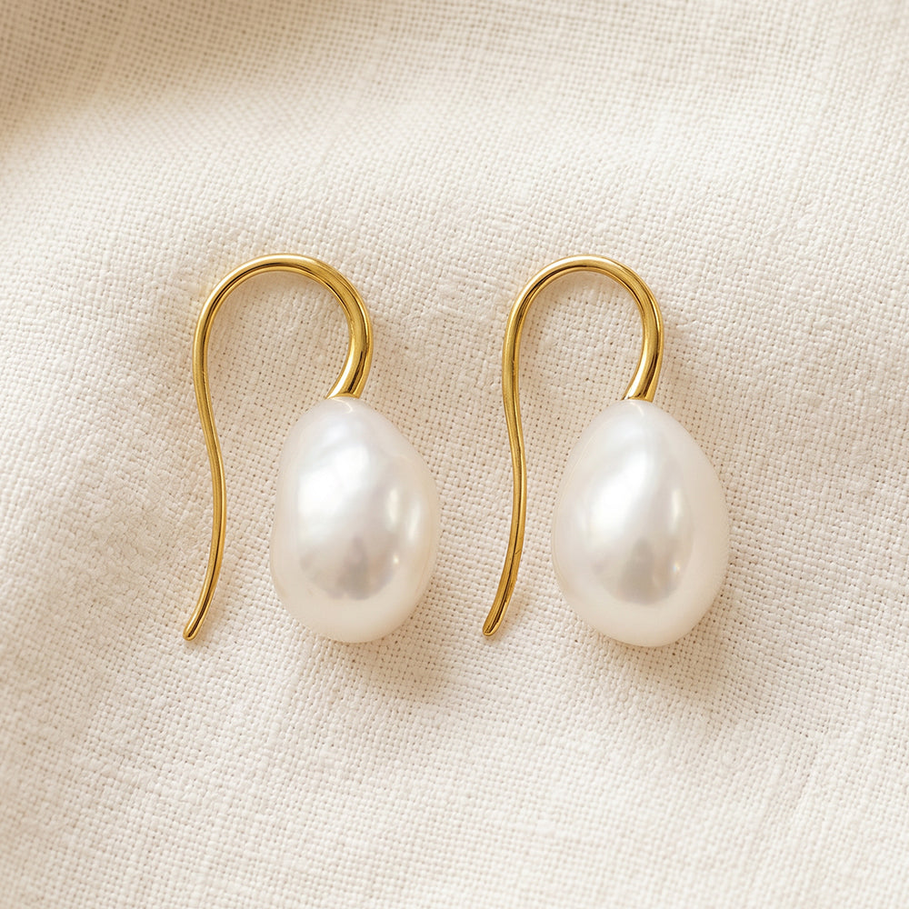 Luna Freshwater Baroque Pearl Drops with solid 9ct  Gold hooks