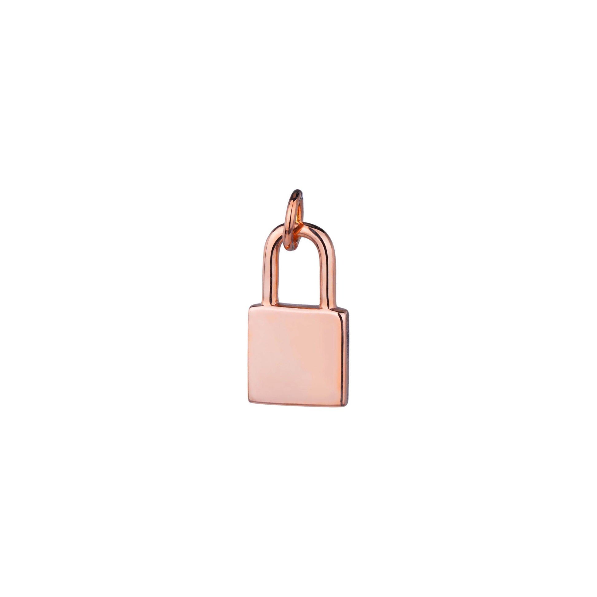 engraved rose gold lock pendan