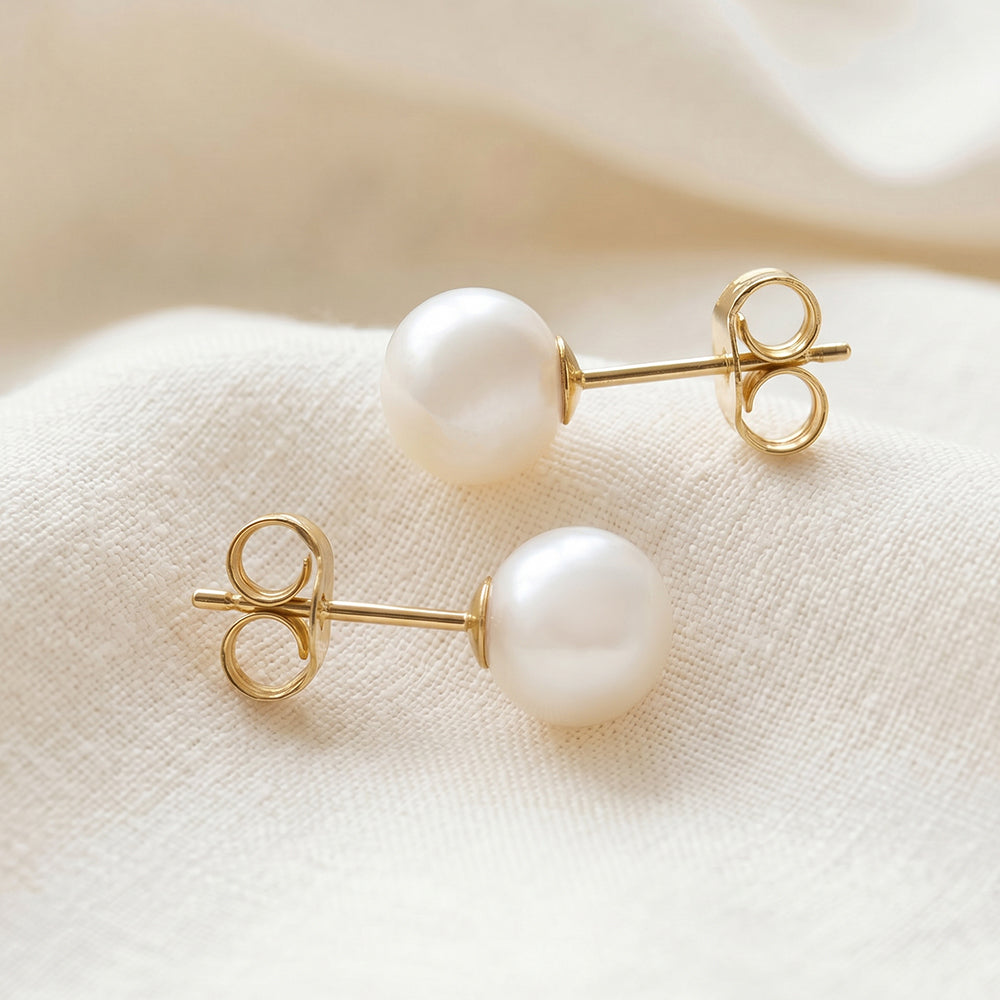 6mm pearl earrings with solid gold 9ct posts