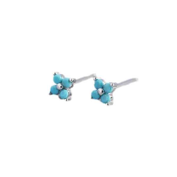 turquoise flower stud earrings