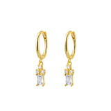Gold Huggie Earrings with CZ Drop Feature