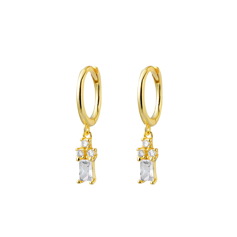 Gold Huggie Earrings with CZ Drop Feature