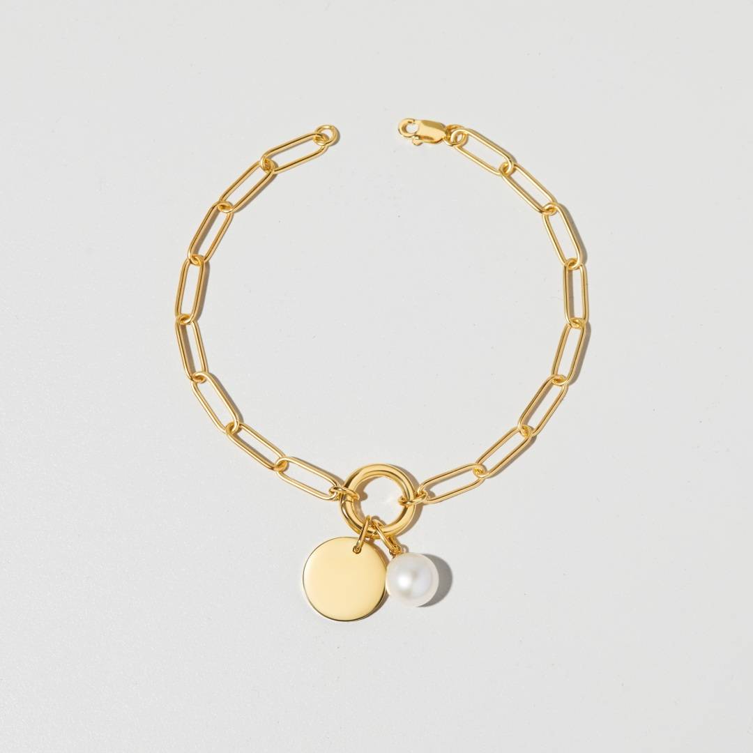 Personalised thisGold Paperclip Chain Charm Bracelet