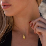 yellow gold lock necklace