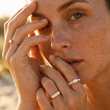 stretch pearl ring, slim signet ring with forever engraved