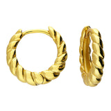 Gold Croissant Twist Huggie Earrings