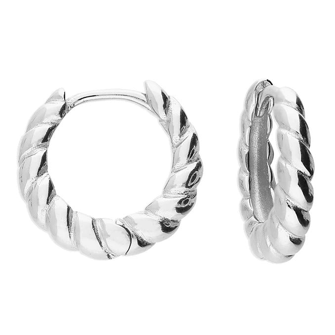 sterling silver croissant twist hug earring hoop 14mm 