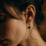Huggie Earrings With CZ Drop