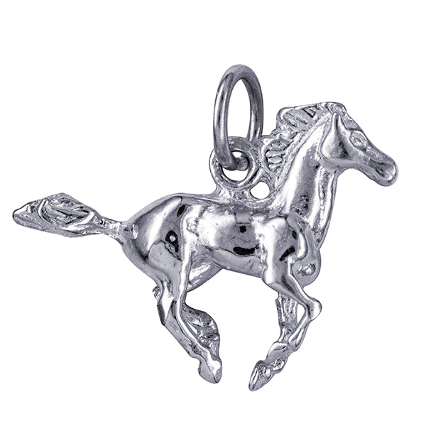 horse running sterling silver charm
