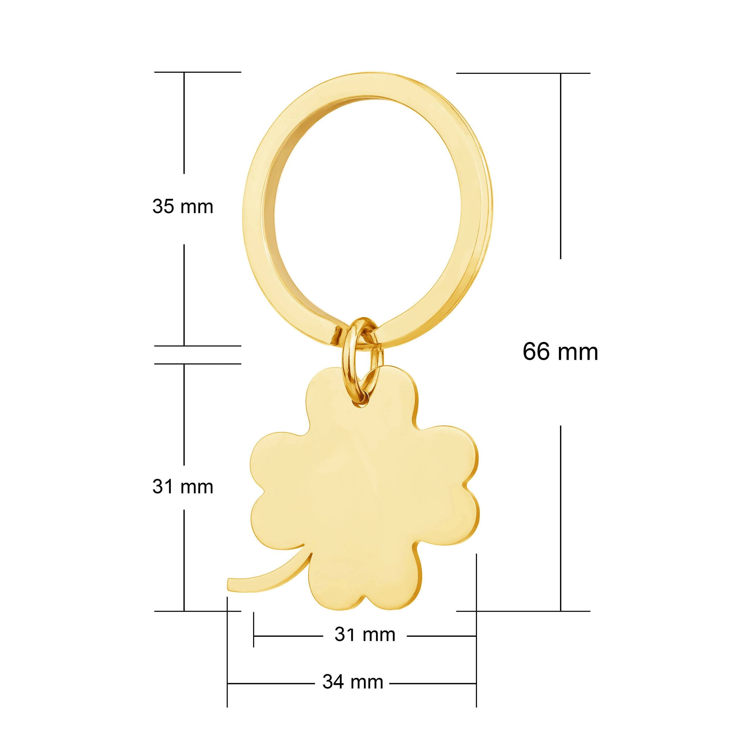 gold four leaf clover keyring dimensions