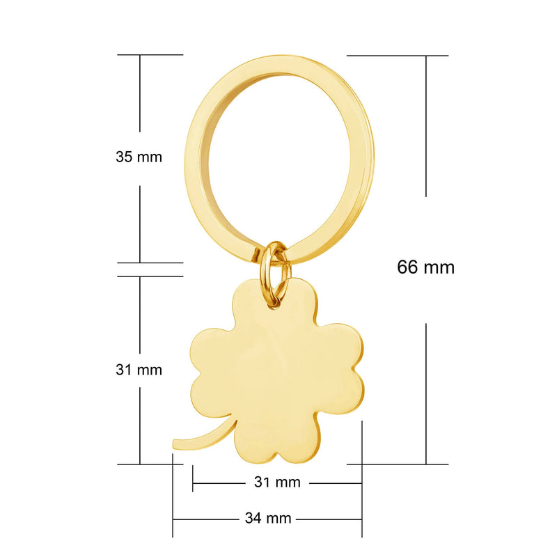 gold four leaf clover keyring dimensions