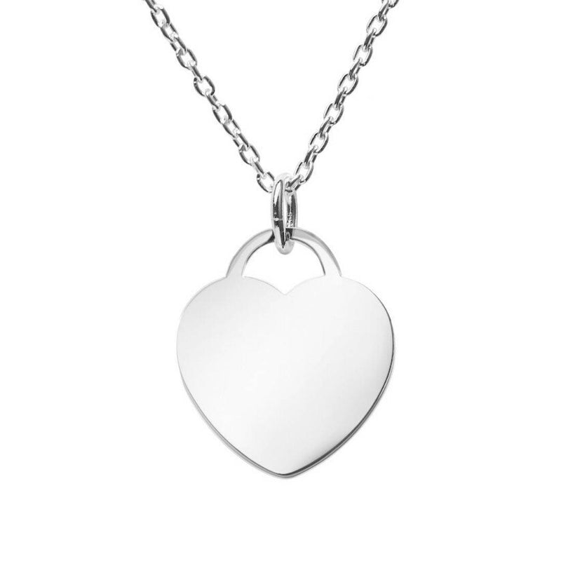 engraved large heart tag on sliding chain