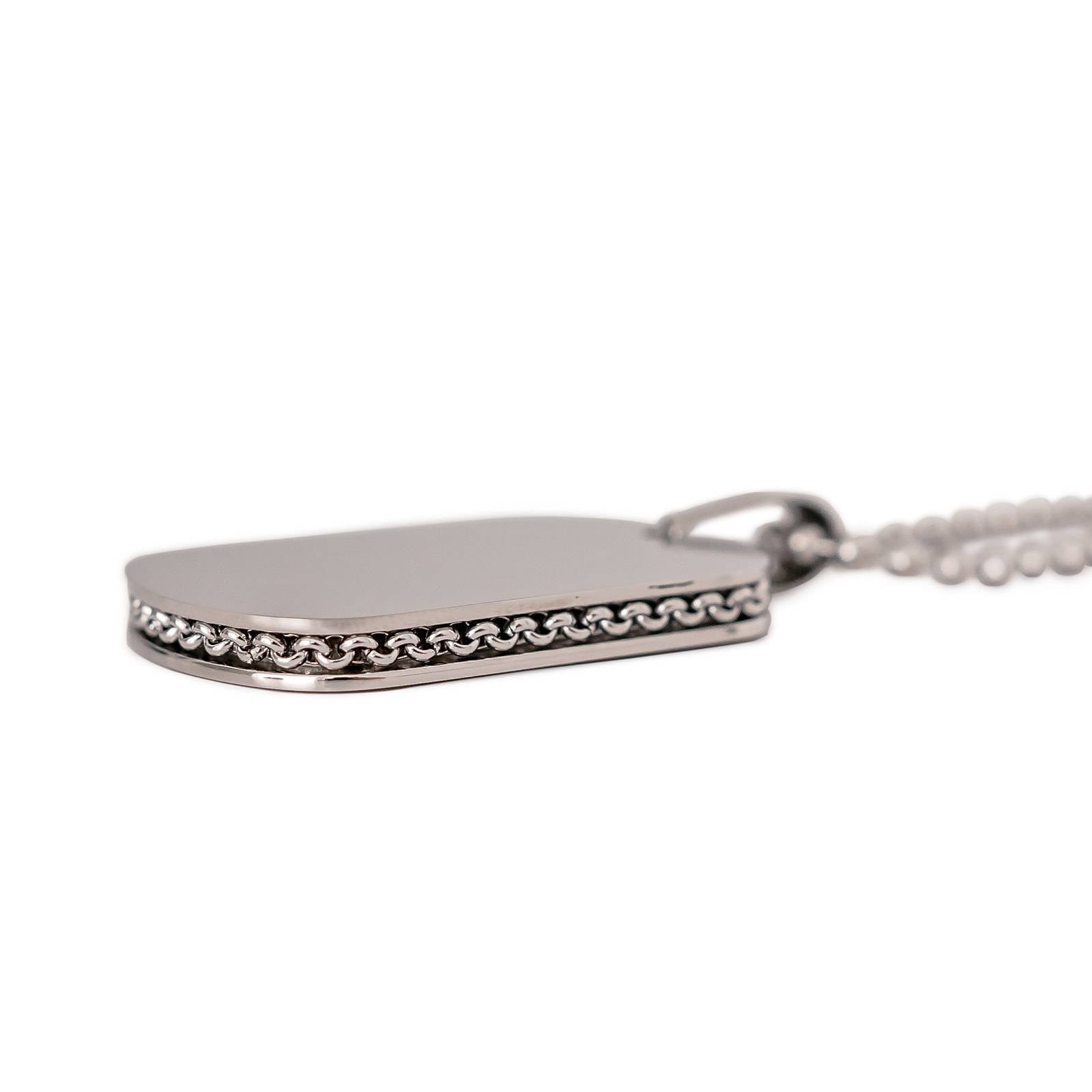 mens steel side detail dog tag necklace