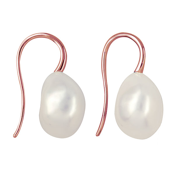 Luna Freshwater Baroque Pearl Drops with Rose Gold hook Earrings