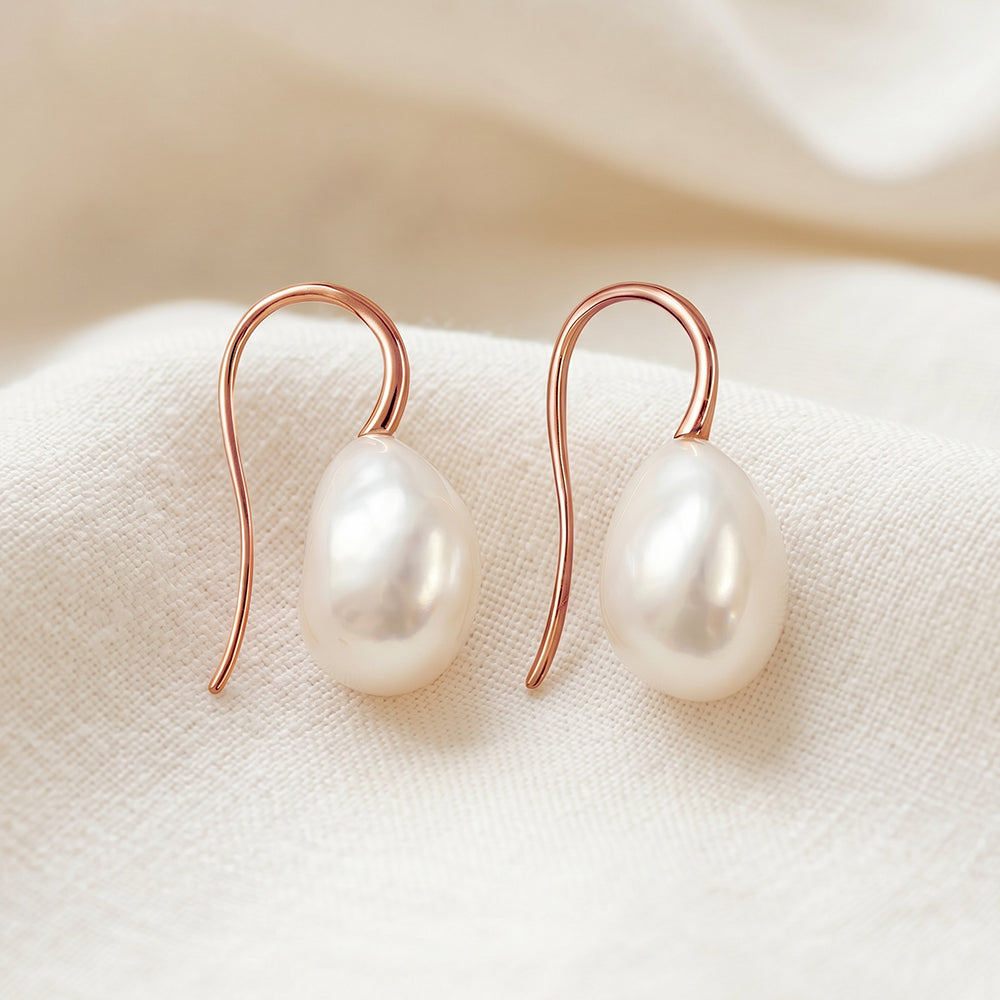 Luna Freshwater Baroque Pearl Drops – Sterling Silver, 9ct Gold & Rose Gold Earrings