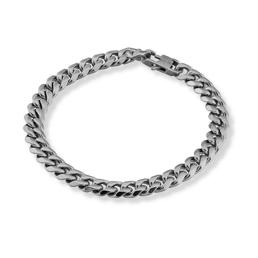 Men’s 8MM Cuban link bracelet in matte stainless steel finish