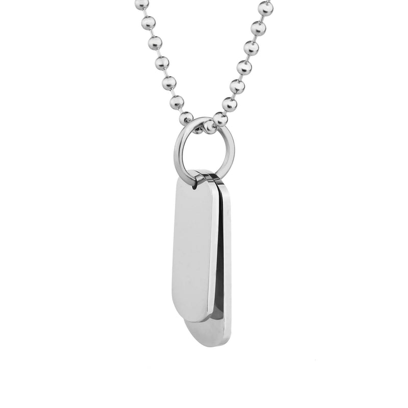 Men's Double Steel Engraved Dog Tag Necklace Side View