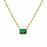 Sterling Silver Necklace with Emerald or Ruby CZ Pendant