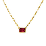 Sterling Silver Necklace with Emerald or Ruby CZ Pendant