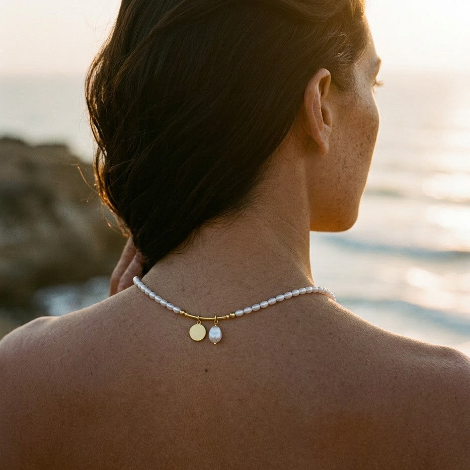 Pearl Necklace With Gold Vermeil Detail and Charms