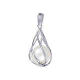 Sterling Silver Caged Pearl Earrings