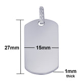 Sterling Silver Dog Tag Pendant with CZ Bail