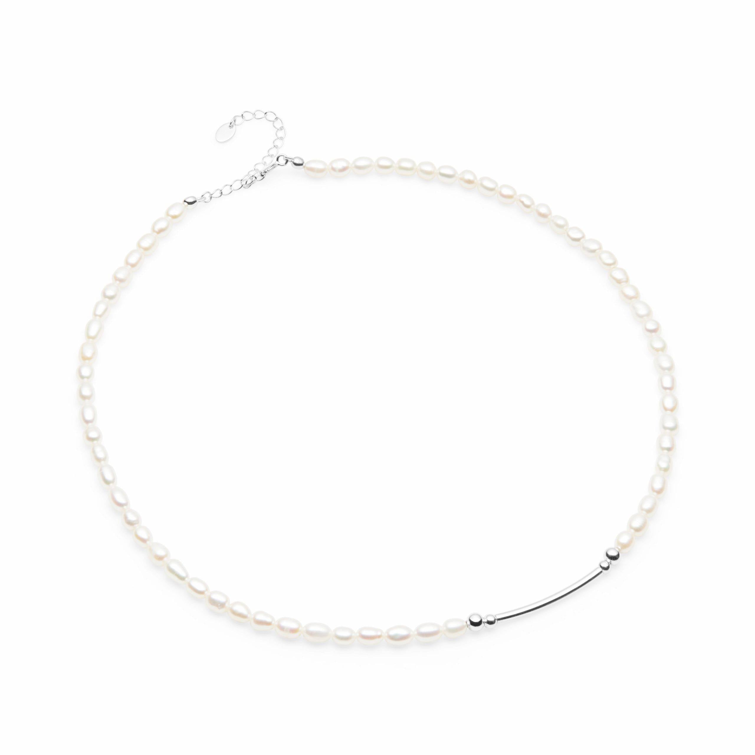 Pearl Necklace with Sterling Silver Det