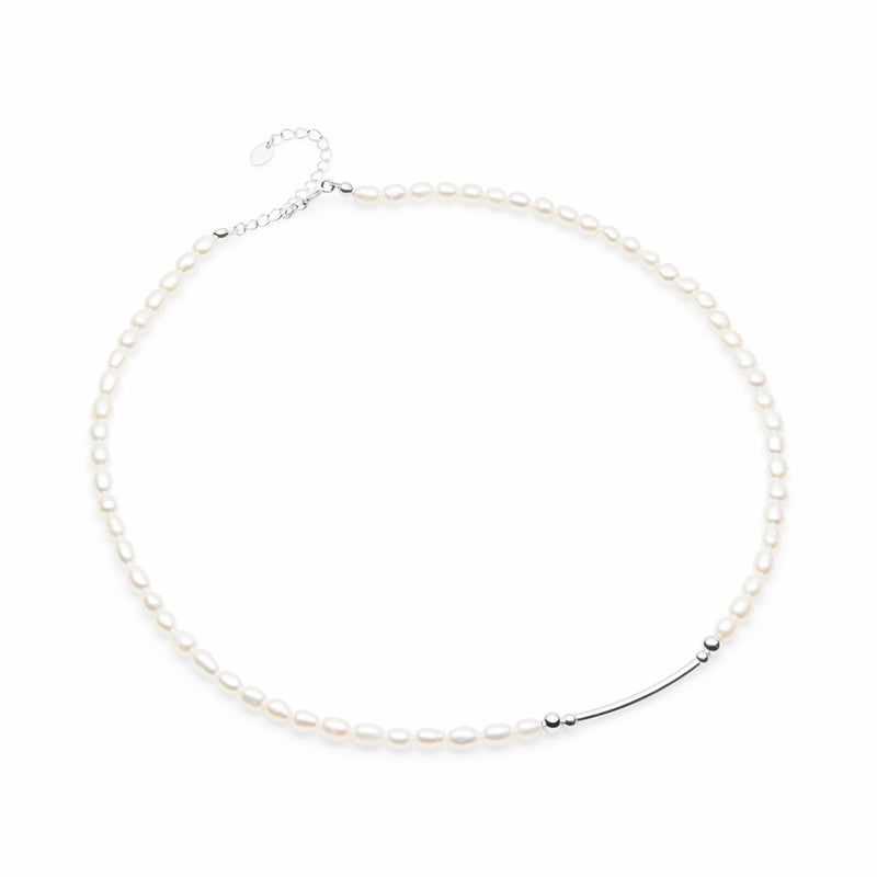 Pearl Necklace with Sterling Silver Det