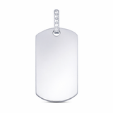 sterling silver dog tag pendant with CZ bail engrave both sides