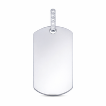sterling silver dog tag pendant with CZ bail engrave both sides