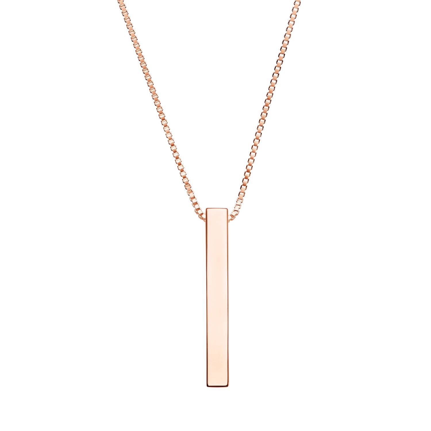 Rose gold block bar necklace