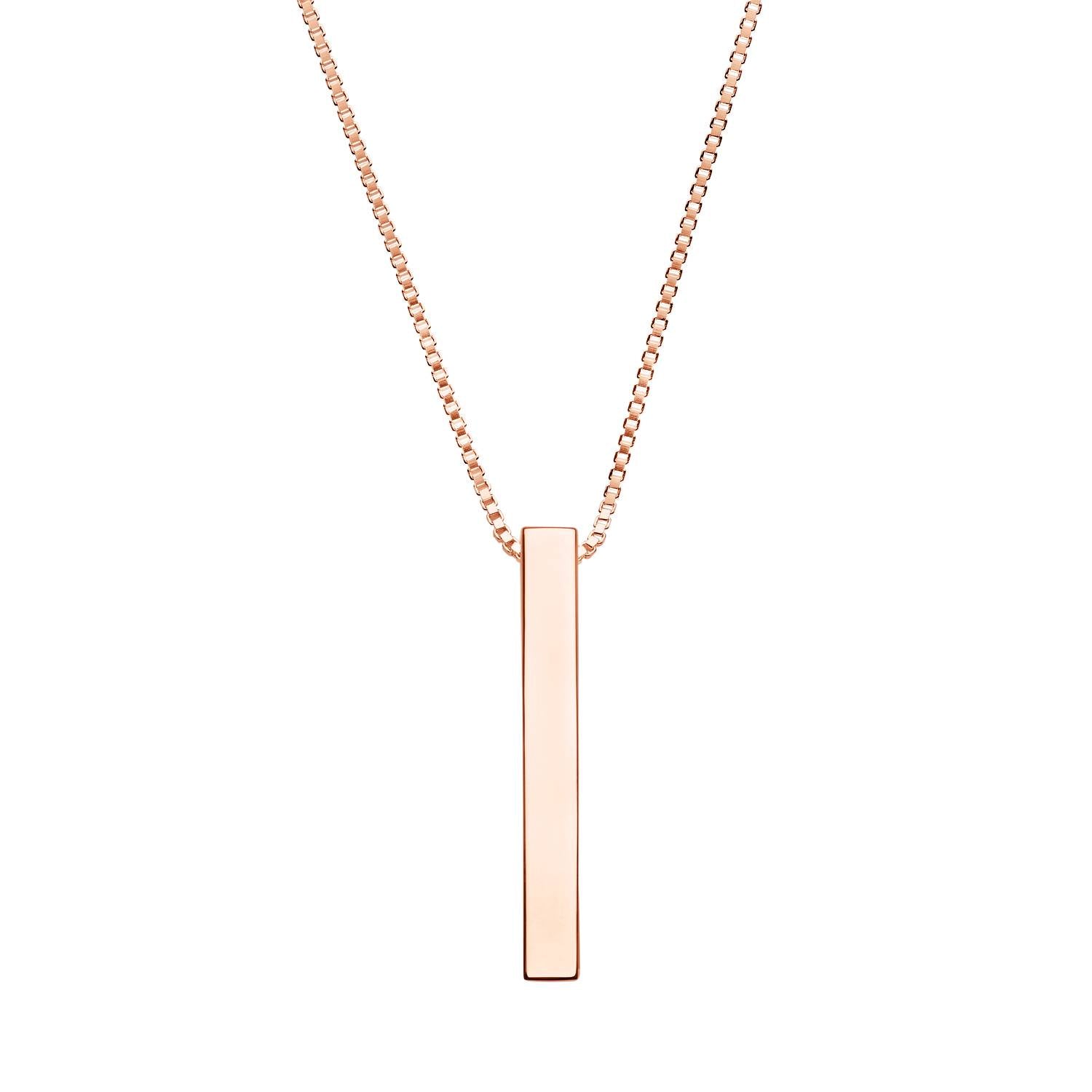 Rose gold block bar necklace