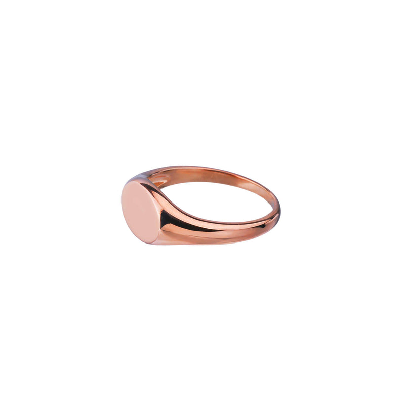 side view of engravable rose gold signet ring