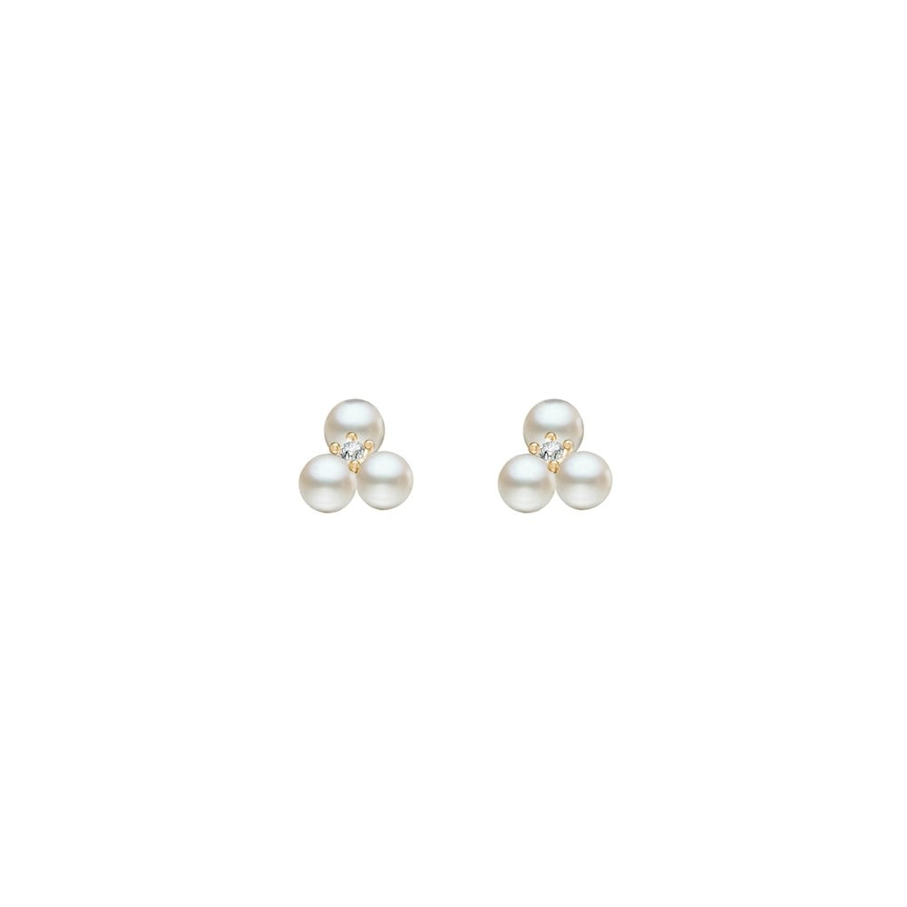 Trio Pearl Stud Earrings