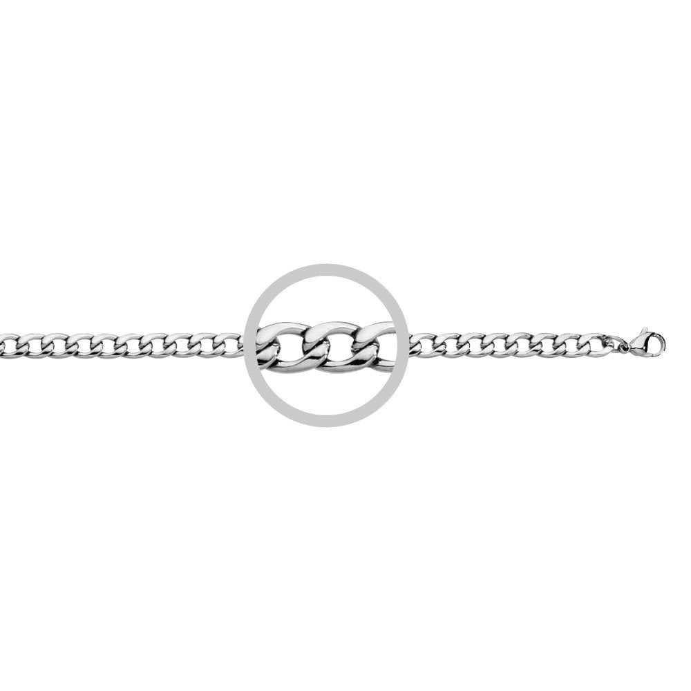 open oval curb steel necklace mens 60cm 7mm wide