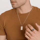 MEN’S STIRLING SILVER ENGRAVED BAR NECKLACE S