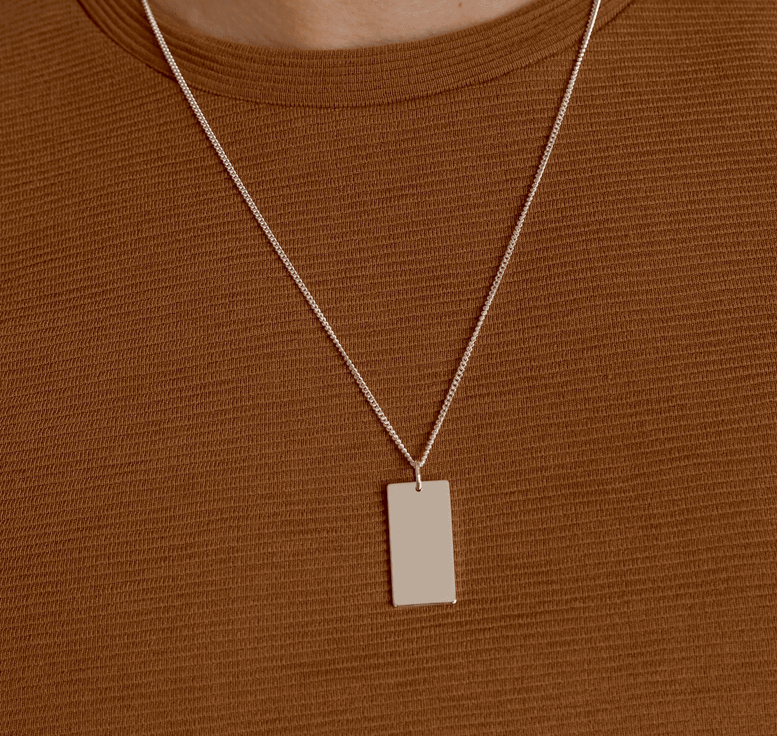 MEN’S STIRLING SILVER ENGRAVED BAR NECKLACE S