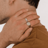 MEN’S STERLING SILVER CUSHION SIGNET RING