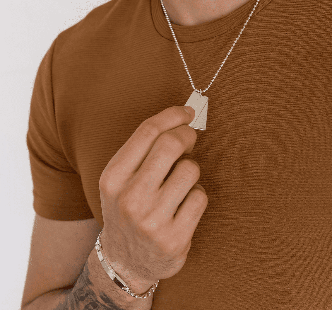 Men s Double Sterling Silver Engraved Dog Tag Necklace